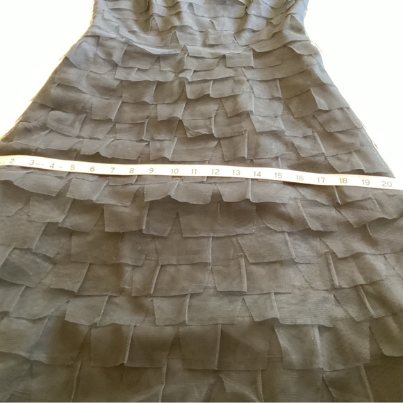 BCBG MaxAzria Black Strapless Tiered Tulle Midi Dress - Picture 8 of 11